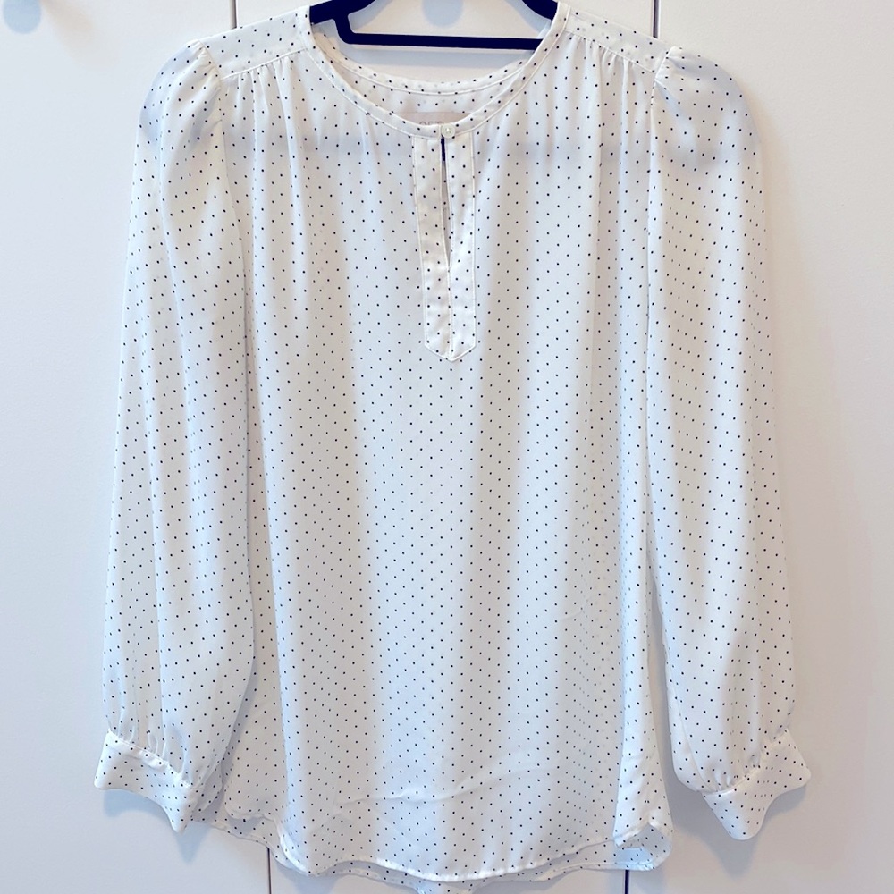 Loft black and white polka dot blouse